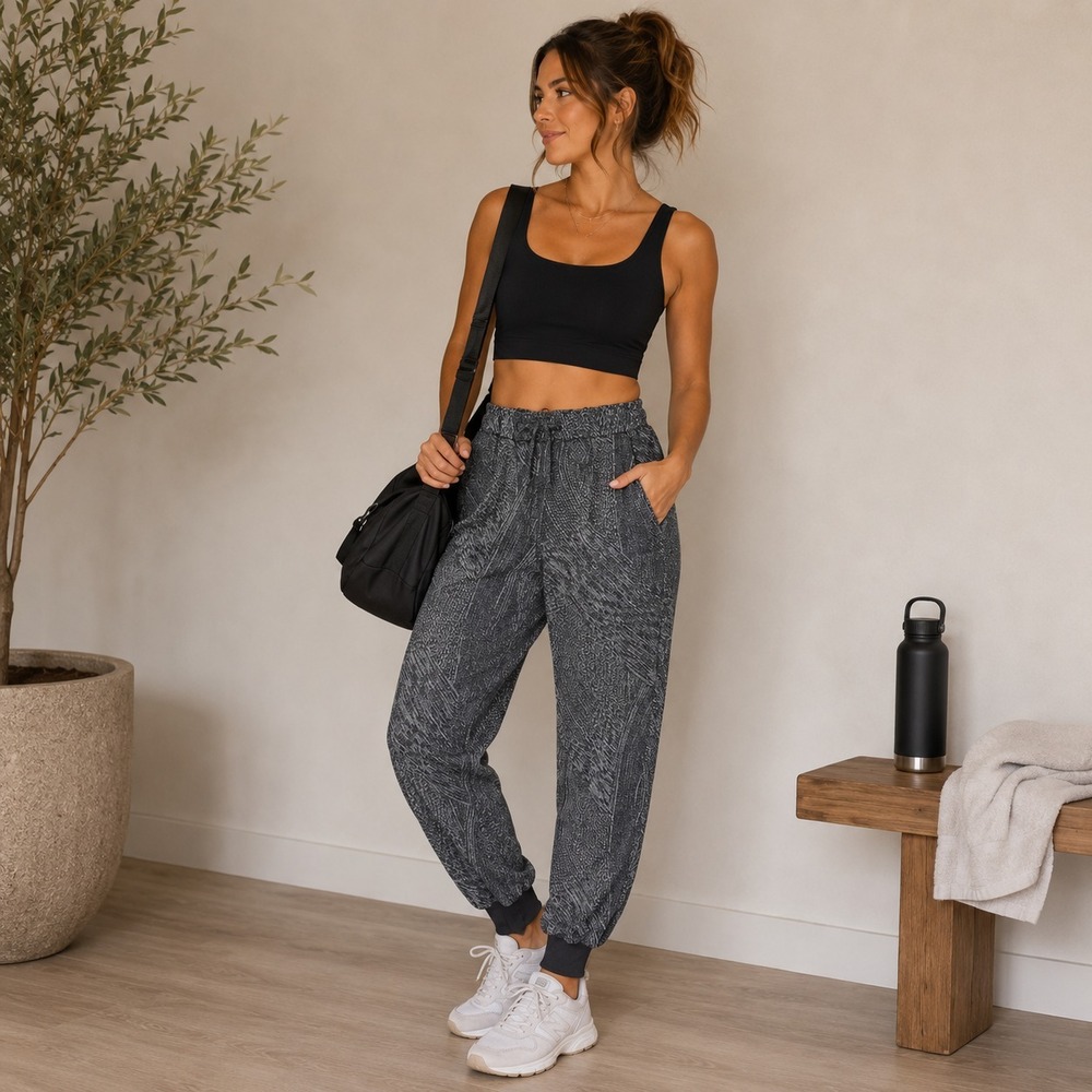 Lululemon Stretch High Rise Jogger 10 Anchor Alpine White Luxtreme Print Pants